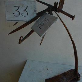 Emilio Merlina: 'who is next', 2005 Mixed Media Sculpture, Inspirational. Artist Description: rusty iron...