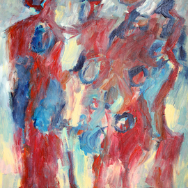 Engelina Zandstra: 'composition 6231', 2021 Acrylic Painting, Abstract. Artist Description: Figures in landscape -En route -Posing -or a moment ...