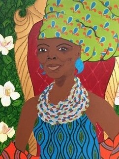 Adrienne Lewis: 'raejina', 2021 Acrylic Painting, People. This acrylic painting has texture added along with glitter bling.  As this queen sits on her throne, she exudes confidence and beauty with calm essence. ...