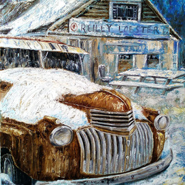 Nina Polunina: 'auto retro', 2017 Oil Painting, Automotive. Artist Description: Oil paintingAuto retrofrom the seriesAuto retro.  Written in the author s technique.  Oil on stretched canvas.  The canvas is made by hand.  Natural flax is manually primed with natural materials.Many people love portraits.  Their own.  Aliens, people, animals.  And I like portraits of cars, ships, trains.  In ...