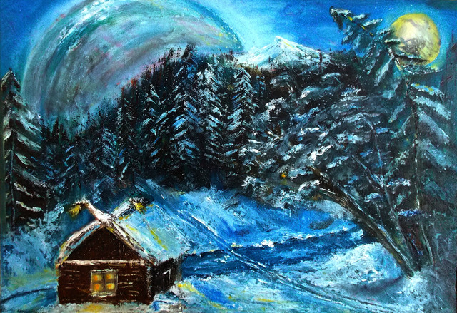 Artist Nina Polunina. 'Winter' Artwork Image, Created in 2018, Original Painting Acrylic. #art #artist