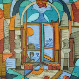 Erika Rickenbacher - Era Rika: 'window to the souvenirs', 2012 Ink Painting, Life. Artist Description: Original Title:FenAatre vers les souvenirs...