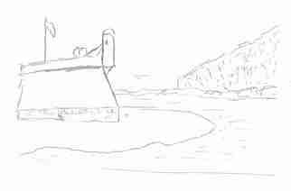 Maria Teresa Fernandes: 'Bertioga fort by ebf', 2005 Other Drawing, Seascape.   this fort was rebuilt by the portuguese in 1699 and is preserved till now...