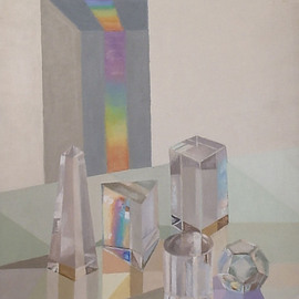 Maria Teresa Fernandes: 'Cordeiro Maronari Collection', 1974 Oil Painting, Science. Artist Description:  sometimes artists create a labyrinth. . . got to solve it. And then the decisions of dozens of possible hues. glass against a clear background is a big challenge to any painter ...