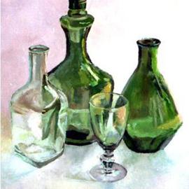 Maria Teresa Fernandes: 'Dora Collection', 1995 Oil Painting, Optical. Artist Description: never place a bottle behind the other,it multiplies the job by five...