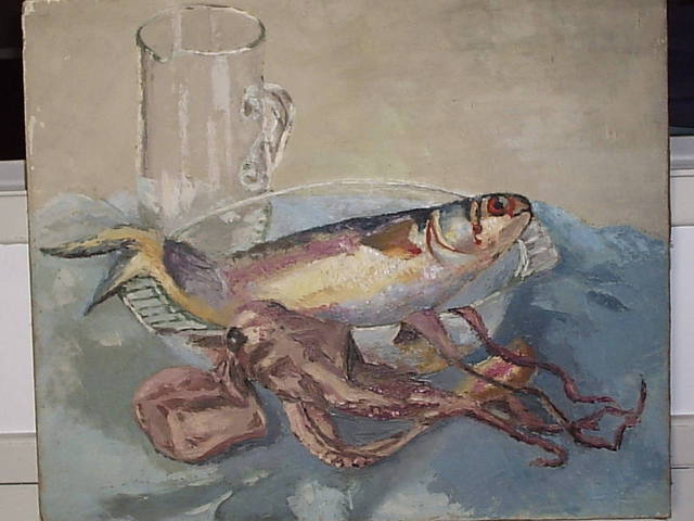 Maria Teresa Fernandes  'Octopus And Fish', created in 1968, Original Drawing Pencil.
