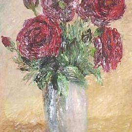 Maria Teresa Fernandes: 'Red flowers', 1969 Oil Painting, Floral. Artist Description: strong reds are not the usual of this painter, a rare painting...