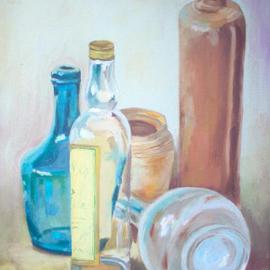 Maria Teresa Fernandes: 'Rispoli Collection', 1967 Oil Painting, Still Life. Artist Description: pleasant vision and peaceful impression when you see a clean painting ( the artist used light colours to resemble a pastel technique )...