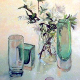 Maria Teresa Fernandes: 'Spindola Collection', 1995 Oil Painting, Optical. Artist Description: to get green hues is not that difficult, when they are not of transparent objects...