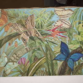 Maria Teresa Fernandes: 'Tropical forest', 1969 Oil Painting, Botanical. Artist Description:  green explosion ...