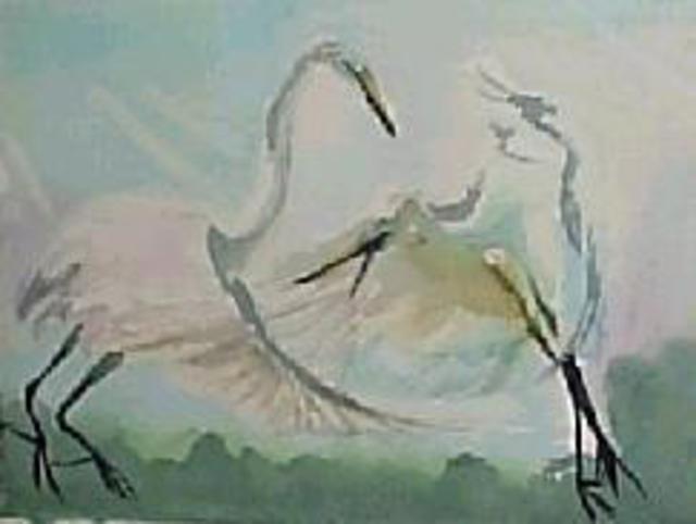 Maria Teresa Fernandes  'Birds Court', created in 1980, Original Drawing Pencil.