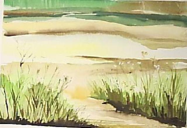 Maria Teresa Fernandes  'Bushes In A Shore', created in 1980, Original Drawing Pencil.