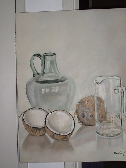 Maria Teresa Fernandes  'Coconuts And Amphora', created in 1980, Original Drawing Pencil.