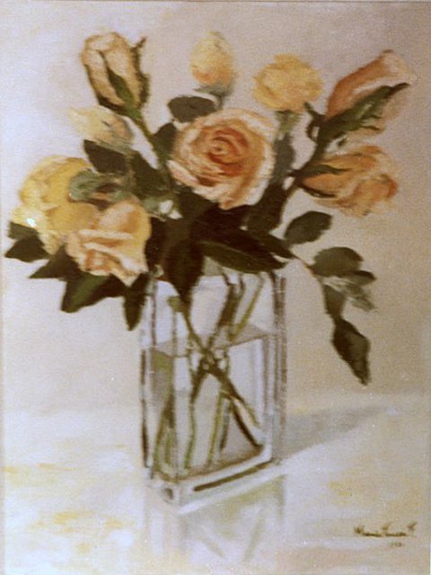 Maria Teresa Fernandes  'Few Roses', created in 1982, Original Drawing Pencil.