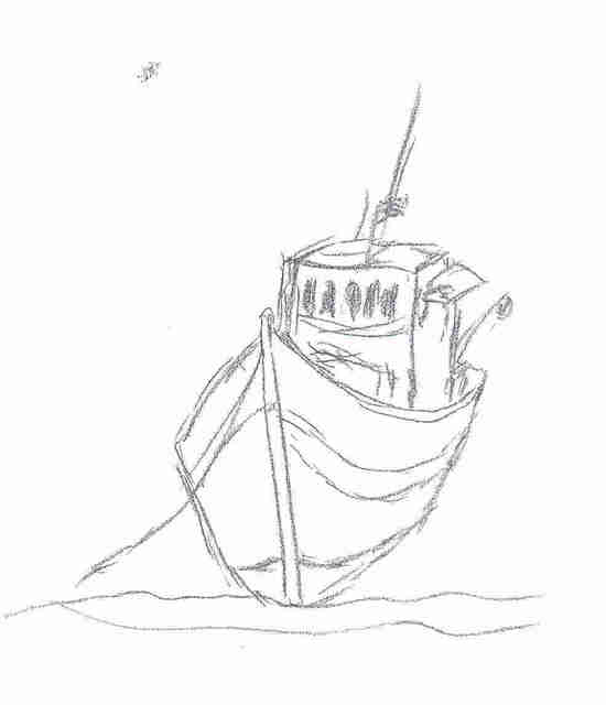 Maria Teresa Fernandes  'Fish Boat By Ebf', created in 2006, Original Drawing Pencil.