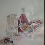 grapes and wine bottle By Maria Teresa Fernandes