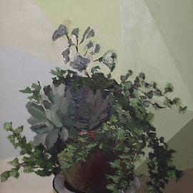 Maria Teresa Fernandes: 'green burst', 1976 Oil Painting, nature. Artist Description: dimensions and plans in every single petal...