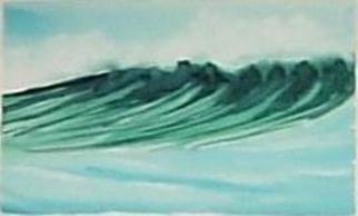 Maria Teresa Fernandes: 'green wave', 1980 Watercolor, Sports. longing for a break...