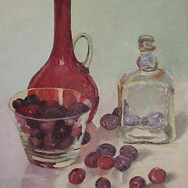 Maria Teresa Fernandes: 'reds thru glass', 1971 Oil Painting, Food. Artist Description:  always a softned red, never darken pigments if you want a real 