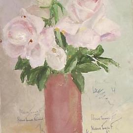 Maria Teresa Fernandes: 'roses rose', 1969 Oil Painting, Romance. Artist Description: delicate petals have  particular shadesand hues...