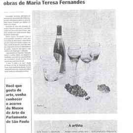 Maria Teresa Fernandes: 's paulo State Deputy Hall newspaper about Solo', 2011 Oil Painting, Figurative. Artist Description:     Solo exhibition 17 to 29 October, 2011 atMonumental Hall of S. Paulo State DeputyHall( Assembleia Legislativa)       ...