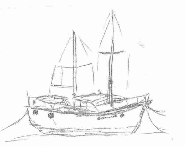 Maria Teresa Fernandes  'Sailboat By Ebf', created in 2006, Original Drawing Pencil.