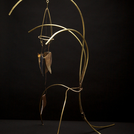 Eric Jacobson: 'BrassMobile II', 2010 Other Sculpture, Abstract. Artist Description:   This organic sculpture is made of brass tubing, has a mobile, creates sound when the elements hit one another, and could be part of a small water feature.              ...