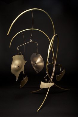 Eric Jacobson: 'Brass Mobile V', 2011 Other Sculpture, Abstract.      This organic sculpture is made of brass tubing, has a mobile, creates clanging sounds when the elements hit one another, and could be part of a small water feature.                 ...