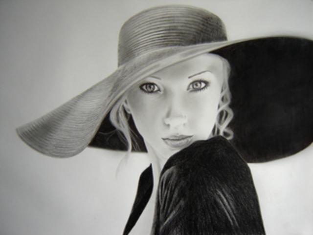 Artist Eric Stavros. 'Blonde Elegance' Artwork Image, Created in 2010, Original Drawing Pencil. #art #artist