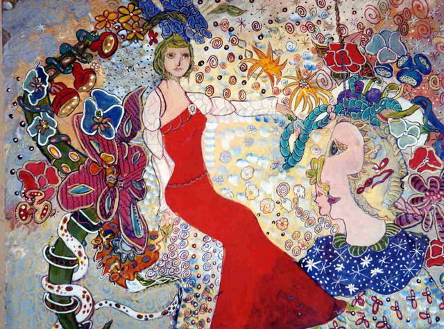 Ellen Safra  'Lady  In Red', created in 2003, Original Painting Oil.