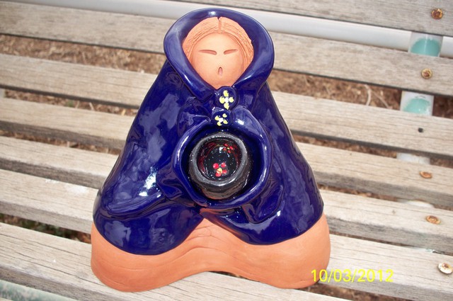 Esta Bain  'Seated Figure With Bowl', created in 2012, Original Ceramics Handbuilt.
