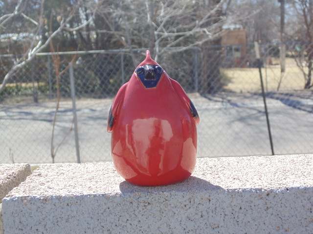 Esta Bain  'Red Cardinal', created in 2017, Original Ceramics Handbuilt.