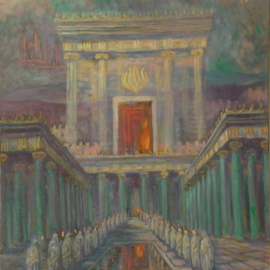 Edward Tabachnik: 'Herod Temple in Jerusalem', 2001 Oil Painting, Religious. Artist Description: New style: Romantic Expressionism.Series: Jewish Mystery.The Second Temple. Recreated by The Artist.   ...