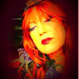 Eva Fidjeland: 'The Red Lady I', 2014 Mixed Media Photography, Portrait. Artist Description:      glass, colored glass, leaded glass, Eva Fidjeland, glass artist, Sweden, Orrefors,      ...