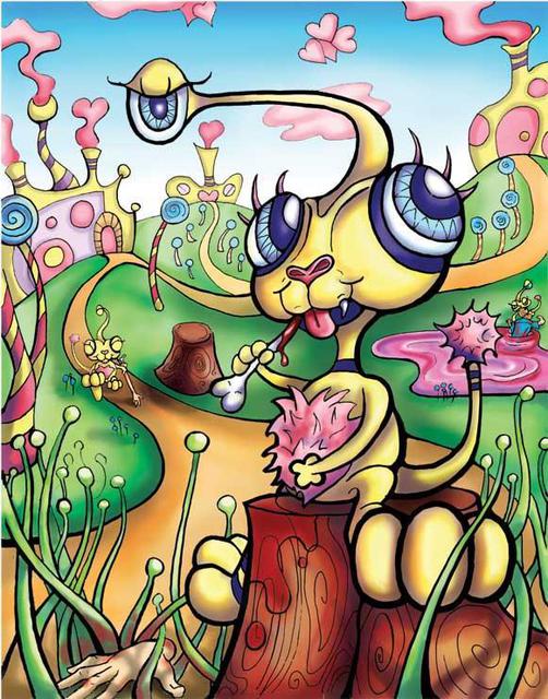 Artist Eve Burkhead. 'Alien Rabbit' Artwork Image, Created in 2006, Original Illustration. #art #artist