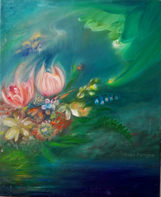Even Pangpai  'Blooming By Even Pangpai 2018', created in 2018, Original Painting Oil.