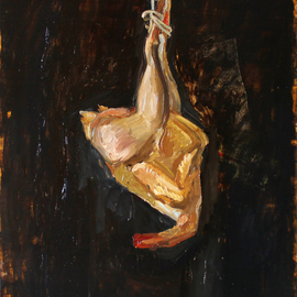 Evgeniya Komarova: 'chicken', 2015 Oil Painting, Still Life. Artist Description: chicken, bird, still life, food, expressionism...