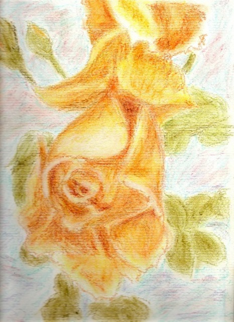 Luana Pau  'Yellow Rose', created in 2016, Original Pastel Oil.