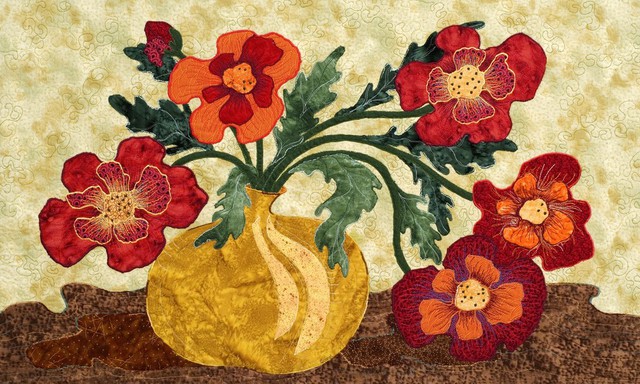 Artist Carol Brown. 'Iceland Poppies' Artwork Image, Created in 2009, Original Fiber. #art #artist
