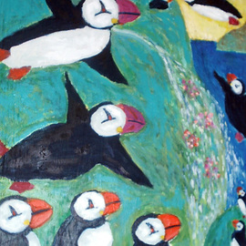 Flying Puffins By Faith Copeland