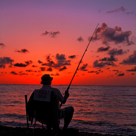 Falcon None: 'Fisherman', 2008 Color Photograph, Landscape. Artist Description:  Fishing at dawn, Tybee Beach ...