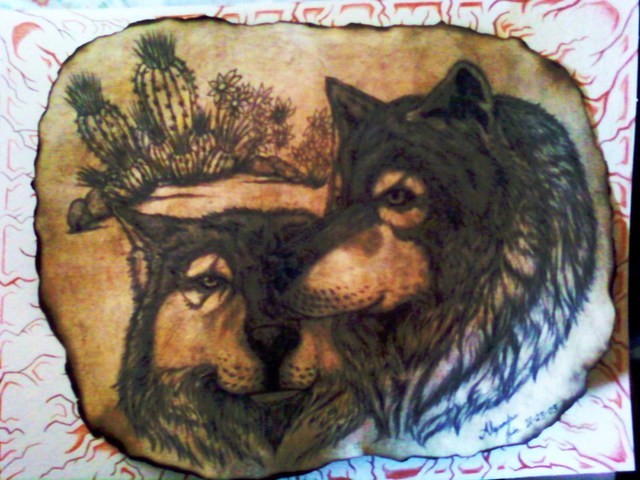 Alejandro Jake  'Custom Wolf Drawing', created in 2011, Original Tatoo Art.