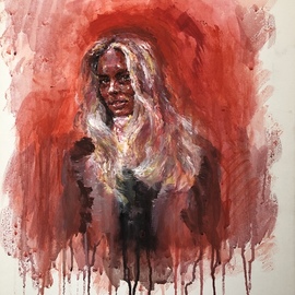 Fela Sowande: 'robbie', 2017 Acrylic Painting, People. Artist Description: Painting of famous actress Margot Robbie...