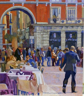 Felipe San Pedro: 'Plaza Mayor Madrid', 2014 Oil Painting, Cityscape.  wiew of  Plaza Mayor in Madrid Spain.     ...