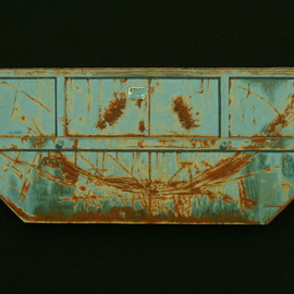 Stephen Fessler: 'Smile', 2012 Oil Painting, Americana. Artist Description:          An amused dumpster with a rusted scraped- steel smile.     ...
