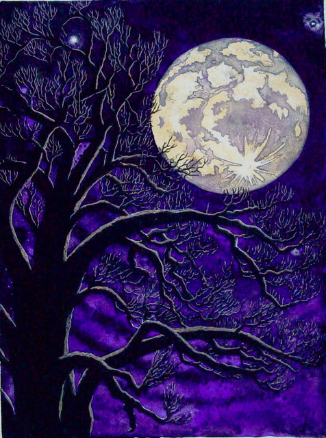 Bob Filbey  'Storybook Moon', created in 1989, Original Printmaking Etching.