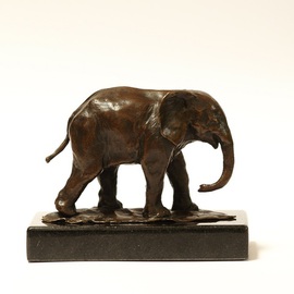Heinrich Filter: 'Elephant in bronze', 2013 Bronze Sculpture, Wildlife. Artist Description:  Baby elephant in bronze on stone base; length 12 cm x height 9 cm inclusive of base. ...