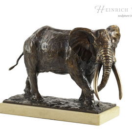 Heinrich Filter: 'elephant bull', 2019 Bronze Sculpture, Wildlife. Artist Description: Elephant Bull in Bronze on stone base, Limited edition of 24,Height 19 cm x length 29 cm incl. base...