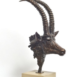 Heinrich Filter: 'sable antelope bronze bust', 2023 Bronze Sculpture, Wildlife. Artist Description: Sable Bust in Bronze on Sandstone base, limited edition of 12It is hard to forget the first time you see the magnificent Sable antelope - the black shiny coat and those impressive and curved horns.Inspired by many years in the bush spent in close study of my ...