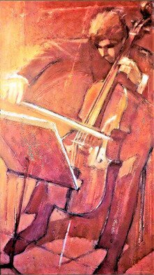 Ferenc Flamm: 'espressivo', 2020 Oil Painting, Music. The artwork is a part of the series aEURSuiteaEUR, portrayed musicians and conductors at the Gothenburg Symphonics...